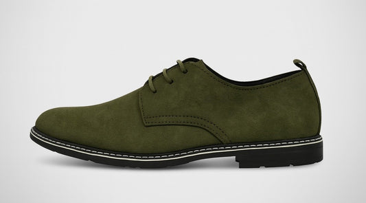 Voolio Premium Olive Green Suede Derby Shoes – Modern Classic