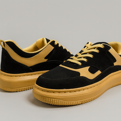 Voolio Royale Noir – Black & Gold Luxe Sneaker