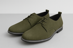 Voolio Premium Olive Green Suede Derby Shoes – Modern Classic