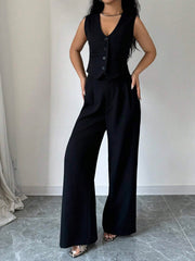 Chicease Sleeveless Blazer Vest and Suit Pants Set