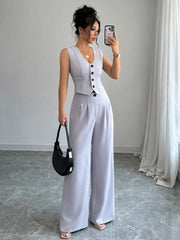 Chicease Sleeveless Blazer Vest and Suit Pants Set