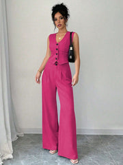 Chicease Sleeveless Blazer Vest and Suit Pants Set