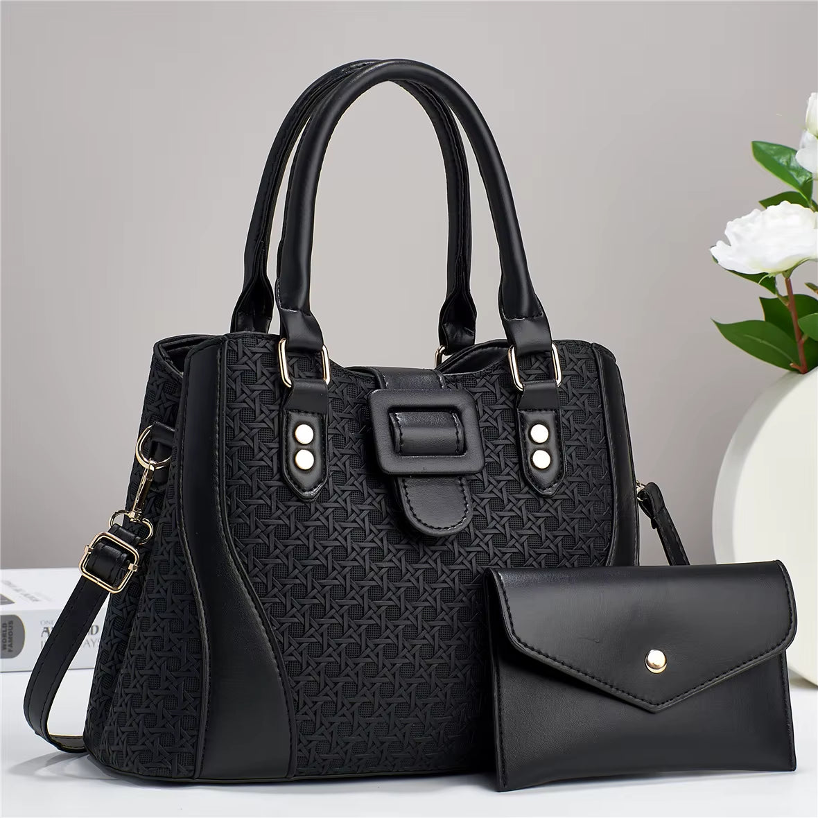 Luxury Brand Designer Women'S Handbag Large Capacity Shoulder Bag Classic Retro Crossbody Bag Urban Commuting Tote Bag+Wallet