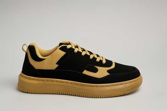 Voolio Royale Noir – Black & Gold Luxe Sneaker