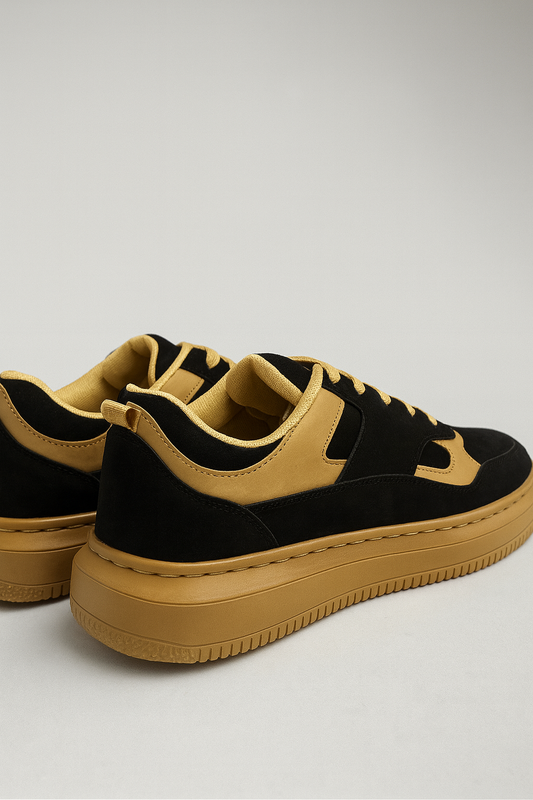 Voolio Royale Noir – Black & Gold Luxe Sneaker